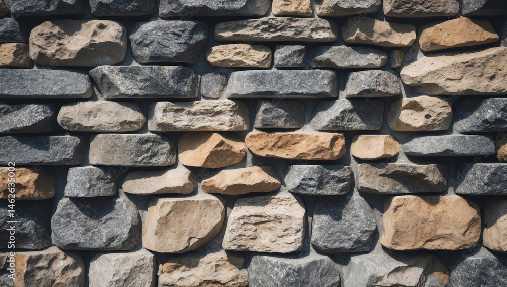Poster source of graphics for reconstructed stone facade with textured design