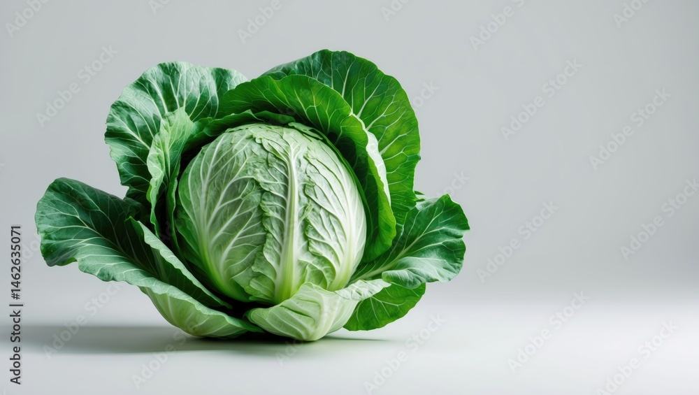 Poster isolated whole green cabbage on background with clipping path