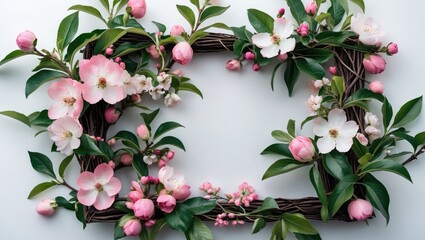 Floral border on white backdrop with space for writing