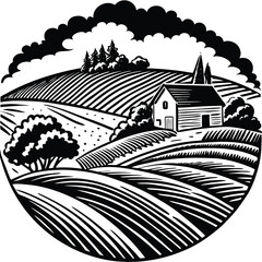 vector illustration of a rural landscape
