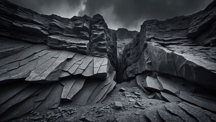 Aged gray stone wall showcasing rugged texture, stratified layers, and geological details