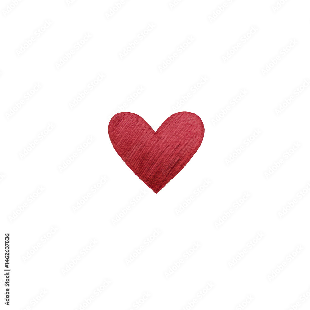Poster red heart shape with textured surface, symbolizing love and affection, isolated on transparency back
