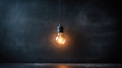 Bright incandescent bulb with an empty blackboard background for idea and innovation