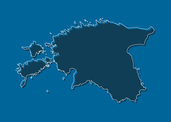 Vector outline map Estonia, line border country