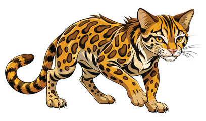 Fototapeta premium Ocelot Mid Swipe with Claws Out and Coat Flexing