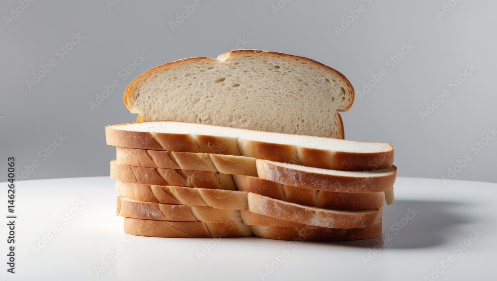 Poster single slice of bread with a white background