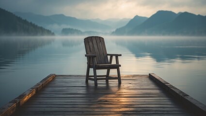 Naklejka premium Wooden furniture: dock and chair