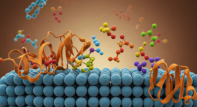 Cell Membrane Receptors Binding to Ligands