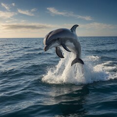 Fototapeta premium Dolphin Leaping Out of the Ocean