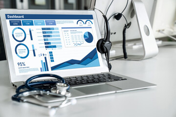 Business data dashboard provide business intelligence analytic for marketing strategy planning snugly with big data set to analyze customer demands and foreseeing business future