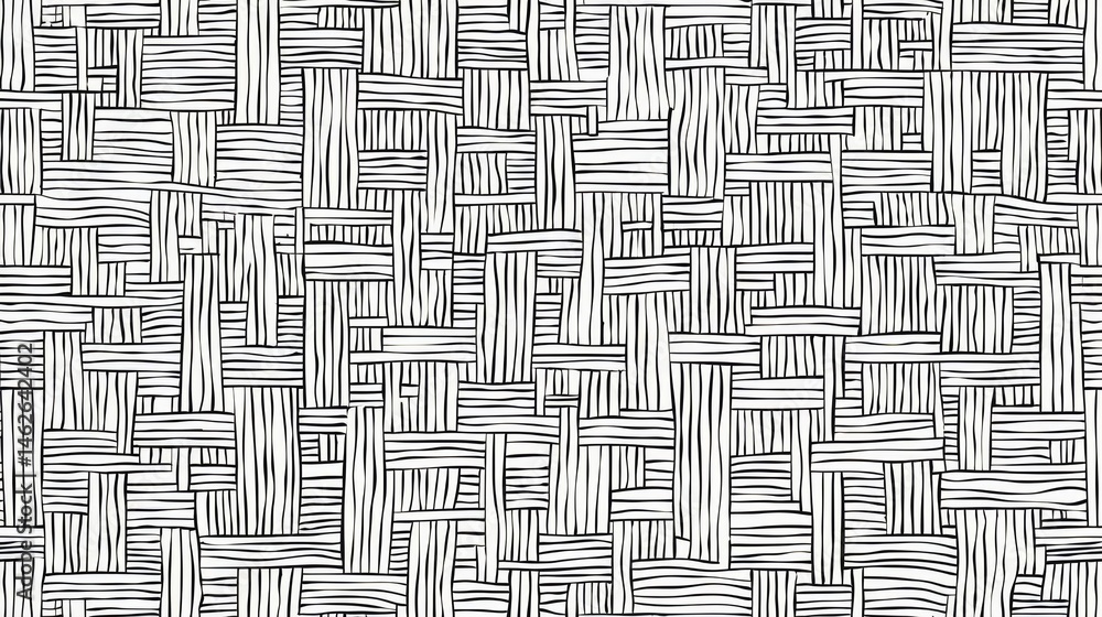 Fototapete black and white drawing of a patterned floor. the pattern is made up of many small squares