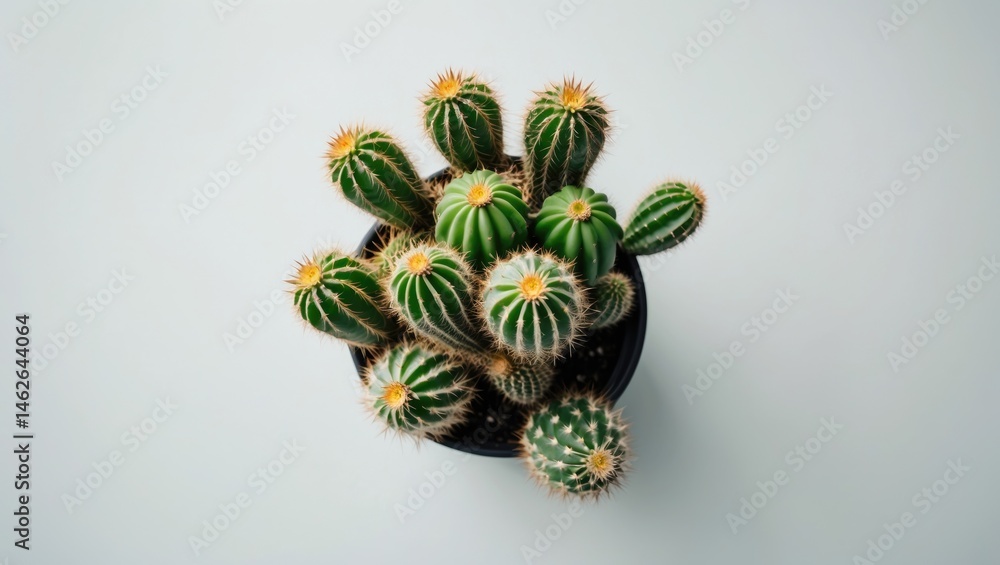 Poster white background featuring an isolated cactus from above