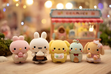 Adorable pastel figures of  small animals.