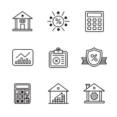 Fototapeta premium loan and credit thin line icons set 