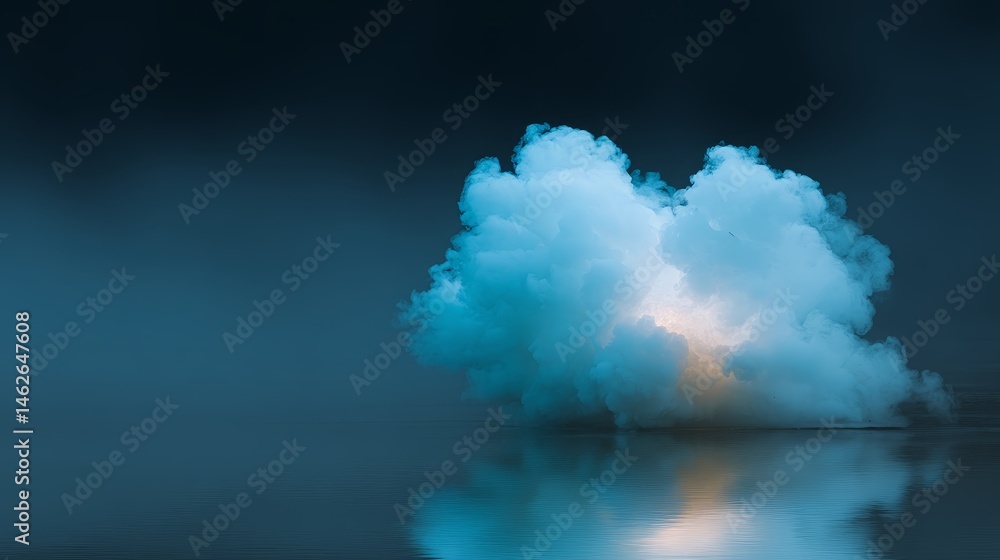 Poster a solitary ice formation floats on dark arctic waters, illuminated by ambient light beneath cloudy s