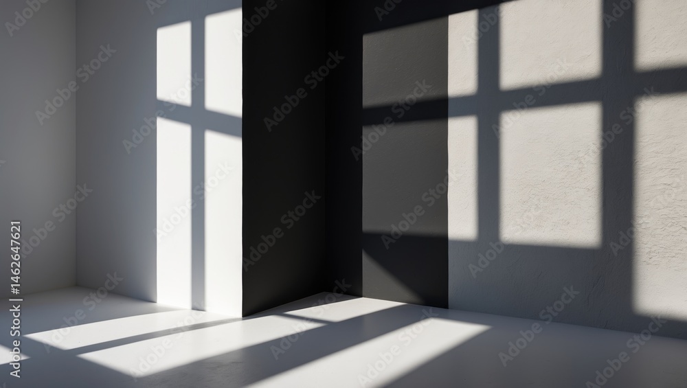 Aufkleber abstract geometric pattern created by play of light and shadow on a textured wall