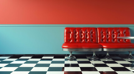 Retro diner interior booth seating area design