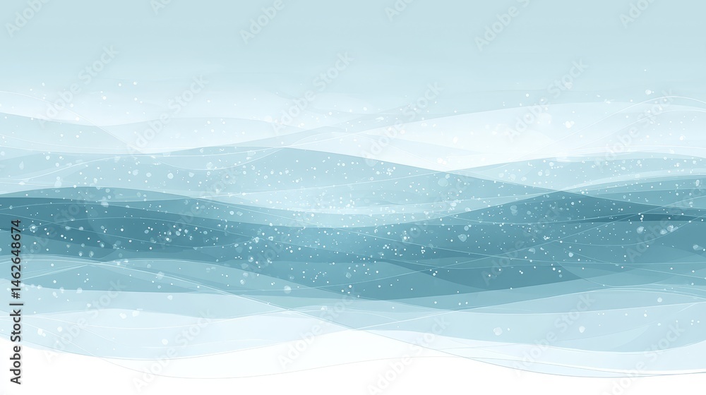 Poster blue and white background with snowflakes. the snowflakes are scattered throughout the image, creati