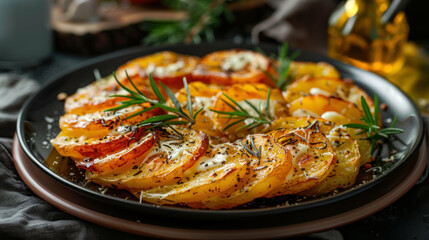 Roasted potato rounds with herbs and cheese