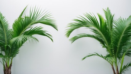 Obraz premium Green Coconut Palm Leaves Set Against White Background