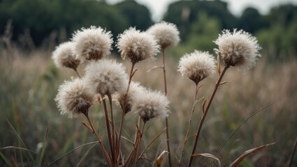 Obraz premium Common Ragwort plants with seed set in Norfolk