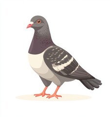 Obraz premium cute gray pigeon cartoon vector illustration on white background. international day of living together in peace