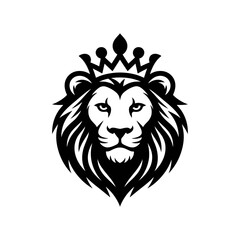 Majestic Lion with Crown: A regal lion, crowned with authority, exudes power and dignity, rendered in a timeless illustration, symbolizing leadership and strength.