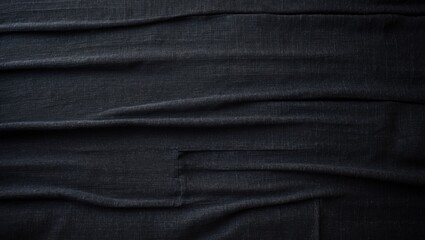 Naklejka premium Black raw linen sack cloth textile with organic fabric bag pattern and flax texture