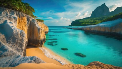 Obraz premium Exploring the Crystal Lagoon and Blue Lagoon Around a Tiny Island