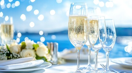 Sparkling wine celebration elegant outdoor table setting