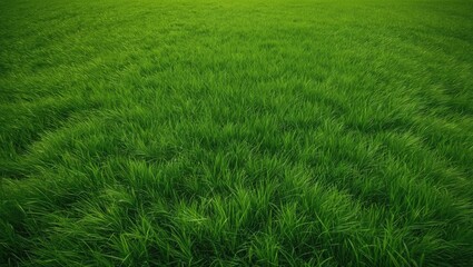 Obraz premium Top-down view of a garden featuring vibrant grass and a sports field lawn