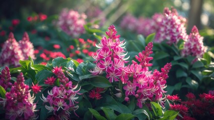Springtime at Flower Park features beautiful blooming Fuchsia flowers