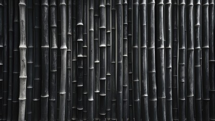 Fototapeta premium Natural dark bamboo texture showcasing dried bamboo wall or fence with exotic appeal