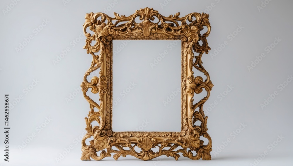 Poster vintage-style isolated frame featuring baroque patterns on a plain background