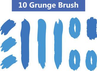 Set of grunge blue paint, ink brush strokes. brush collection isolated on white background.