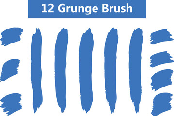 Set of grunge blue paint, ink brush strokes. brush collection isolated on white background.