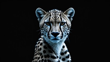 Fototapeta premium Animal Portrait of a Standing Cheetah Head Isolated for Advertising and Copy Space