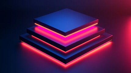 Neon illuminated square platforms