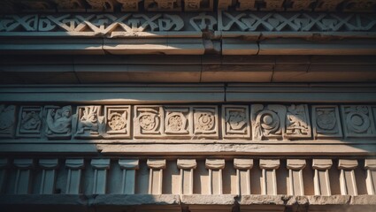 Obraz premium Historical hellenistic stone-carved building ornamentation