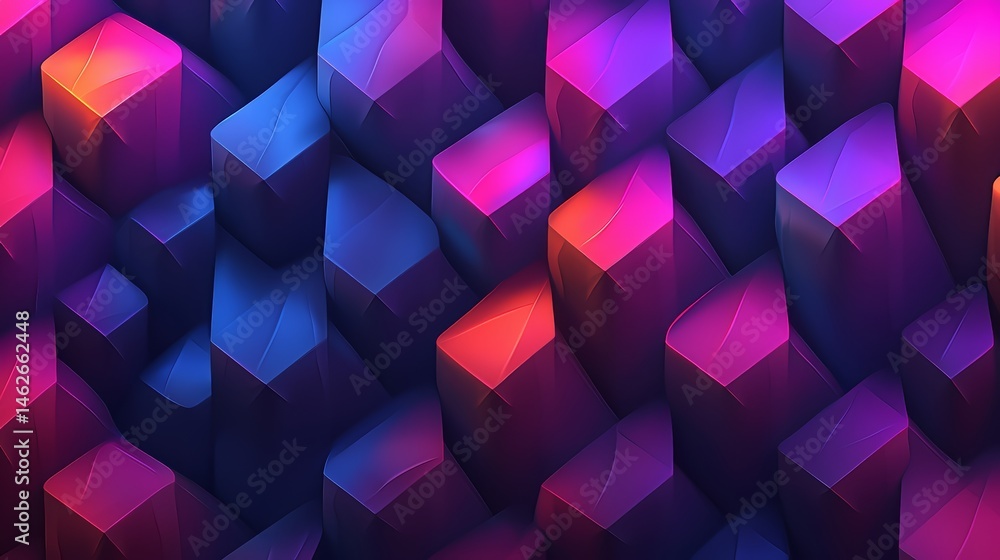 Poster colorful background of cubes with a blue and pink color scheme. the cubes are arranged in a way that