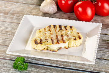 Vegan grilled cauliflower cabbage steak