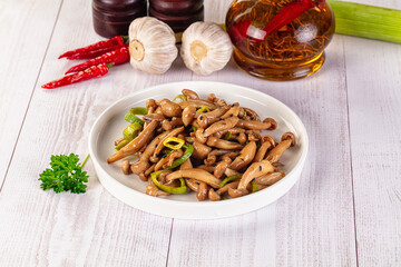 Asian cuisine roasted enoki mushrooms