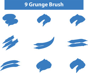 Set of grunge blue paint, ink brush strokes. brush collection isolated on white background.