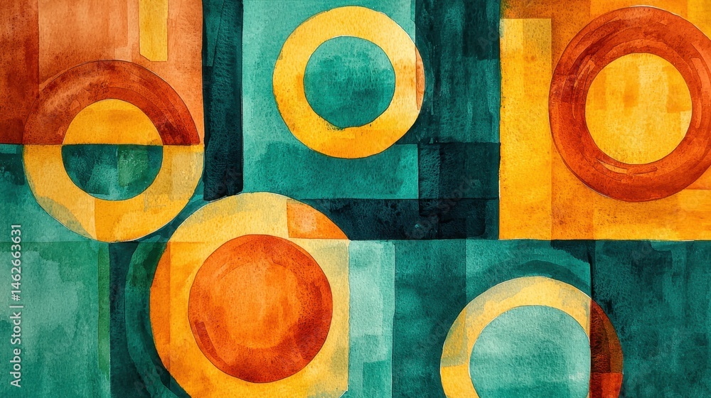 Aufkleber bold and lively artwork showcases a mix of circular shapes in various colors and sizes on a textured