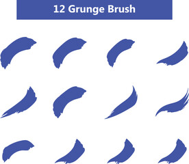 Set of grunge blue paint, ink brush strokes. brush collection isolated on white background.