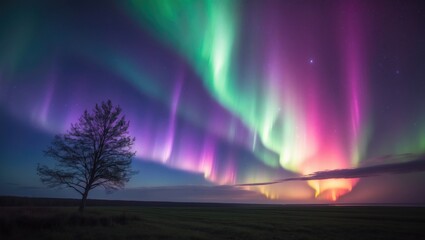 Naklejka premium Spectacular Aurora Borealis: a breathtaking celestial phenomenon illuminating the sky