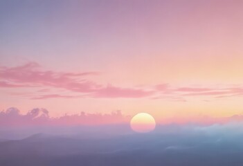 Fototapeta premium Soft pastel pink, blue, and yellow gradient, fuzzy sunset effect , blurred, serene, smooth