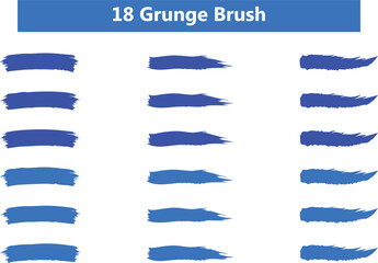 Fototapeta premium Set of grunge blue paint, ink brush strokes. brush collection isolated on white background.