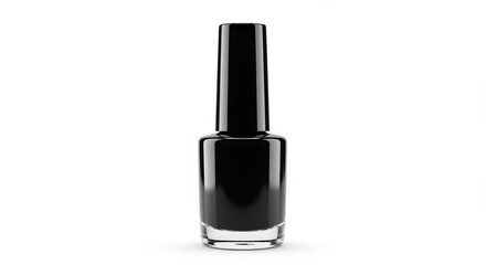 Obraz premium Black Nail Polish Bottle - Sleek black nail polish bottle isolated on white background. Perfect for beauty, fashion, and cosmetic websites