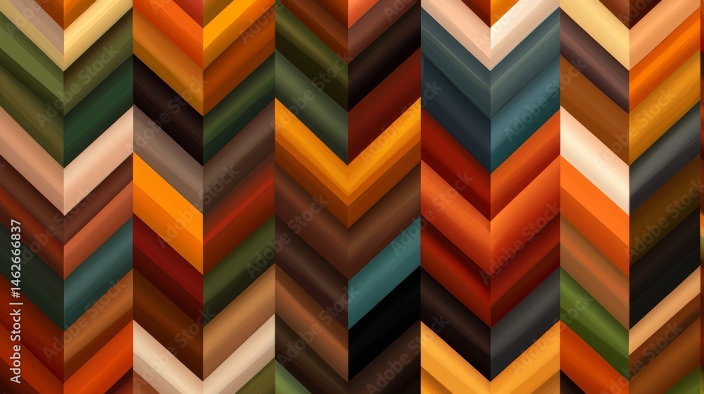 Fototapete colorful pattern of triangles and rectangles with a brown and orange background. the pattern is made